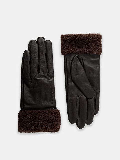 Answear.LAB rękawiczki skórzane damskie kolor brązowy - zdjęcie produktu nr 1