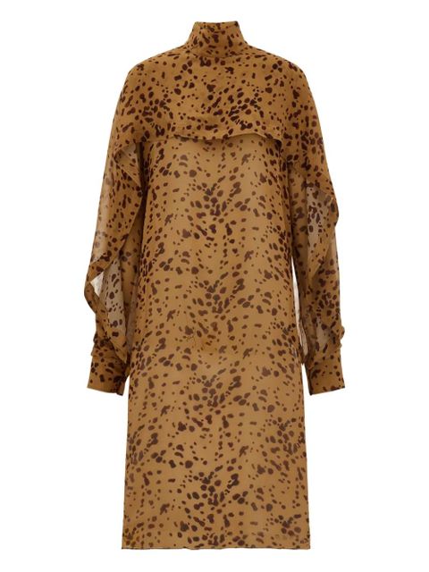 Ferragamo orchid-print cape midi dress - Brown - zdjęcie produktu nr 1