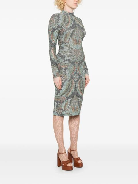 ETRO high-neck floral-pattern dress - Blue