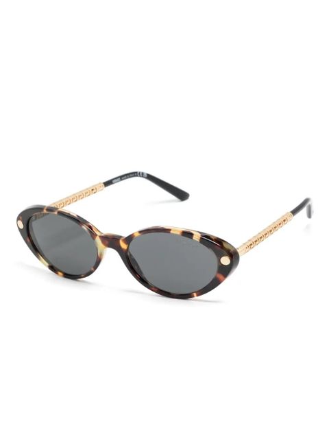 Versace Eyewear tubular Greca oval-frame sunglasses - Brown - zdjęcie produktu nr 2