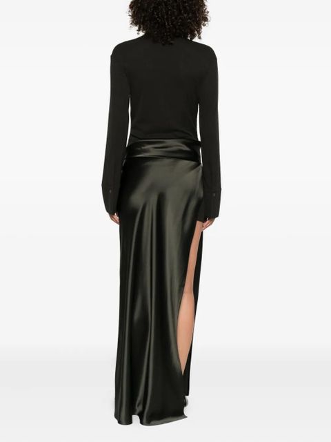 Nanushka satin-paneled asymetrical maxi dress - Green - zdjęcie produktu nr 2