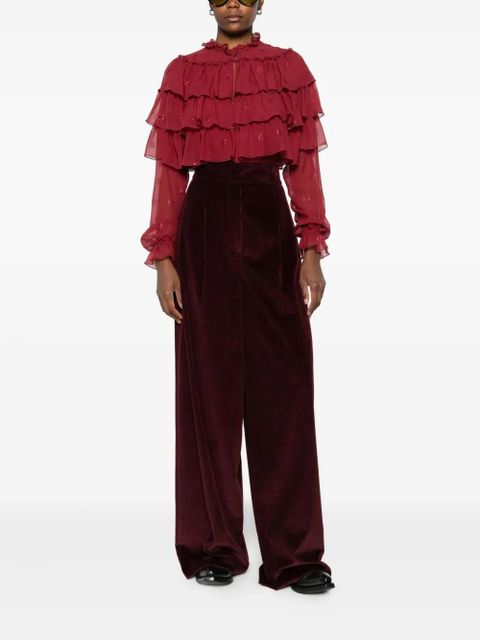 ETRO ruffled glitter-dot blouse - Red