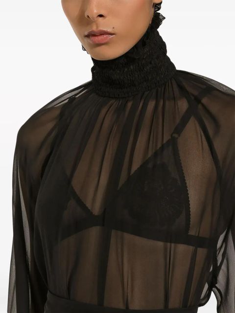 Dolce & Gabbana high-neck sheer silk blouse - Black