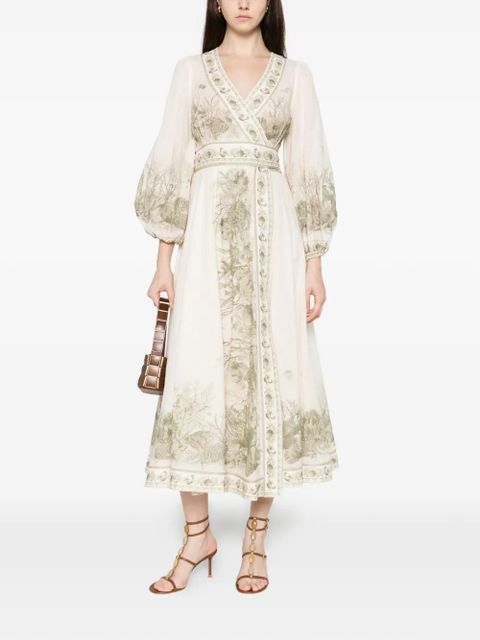 ZIMMERMANN Wanderlust wrap midi dress - Neutrals