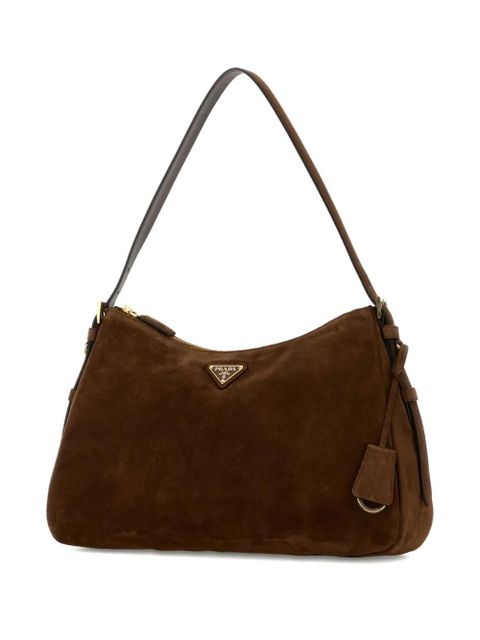 Prada Aimee suede shoulder bag - Brown