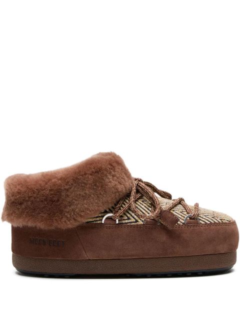 Moon Boot Chalet fur-lined herringbone mules - Brown - zdjęcie produktu nr 1