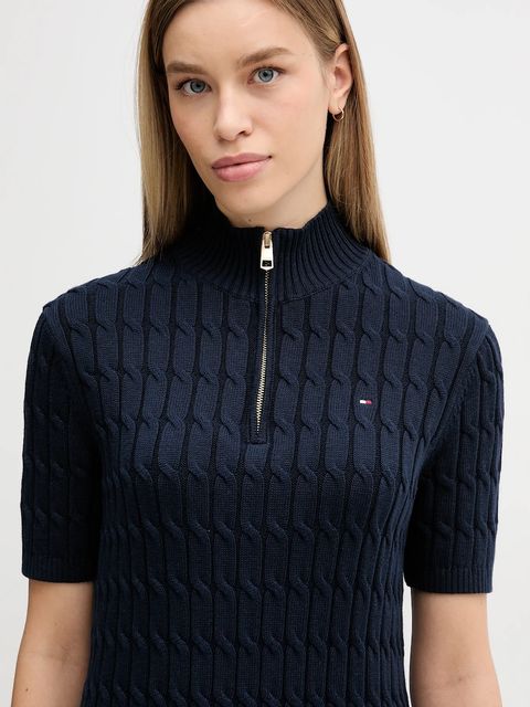 Tommy Hilfiger sukienka bawełniana kolor granatowy mini dopasowana WW0WW48444
