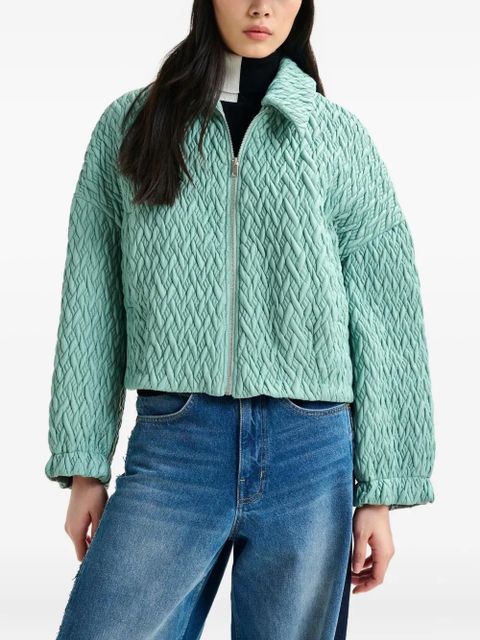 Essentiel Antwerp braid-quilted zip-front jacket - Green