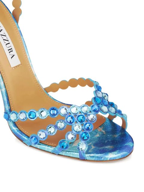 Aquazzura 105mm Tequila crystal-embellished stiletto sandals - Blue