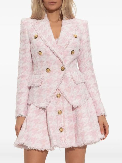 Balmain tweed frayed-edge blazer - Pink