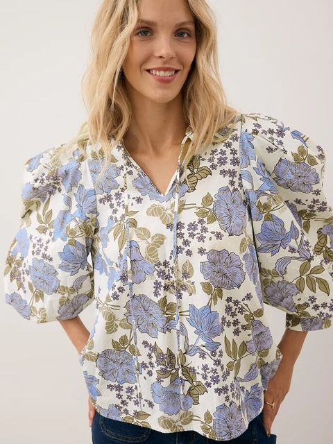 Bizuu bluzka bawełniana ANDRASSA damska kolor niebieski wzorzysta ANDRASSA NIEBIESKI - zdjęcie produktu nr 1