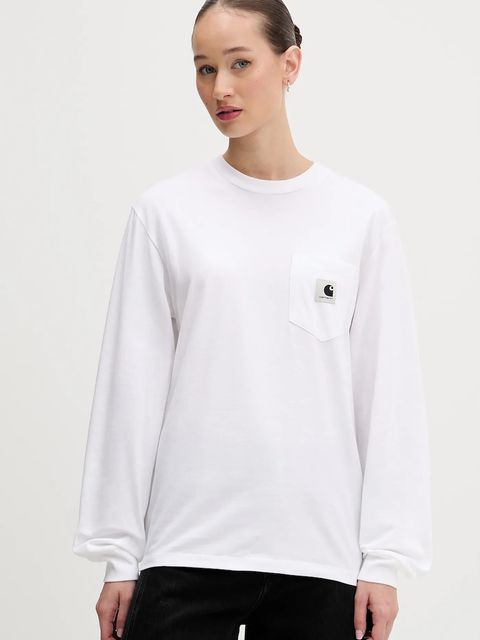 Carhartt WIP longsleeve bawełniany kolor biały - zdjęcie produktu nr 1