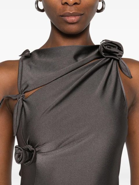Coperni asymmetric rose-detail top - Grey