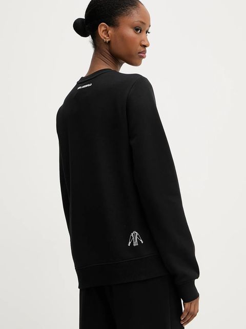 Karl Lagerfeld bluza bawełniana KARL SERIES damska kolor czarny wzorzysta A3W20065