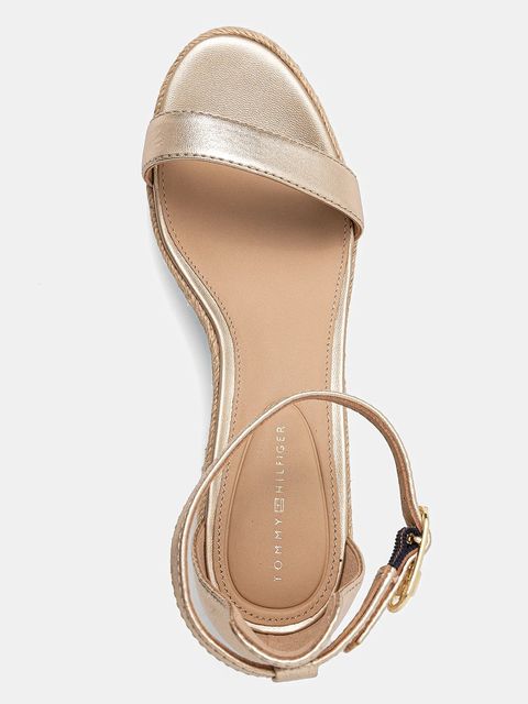 Tommy Hilfiger sandały skórzane TH METALLIC MID WEDGE ESPADRILLE