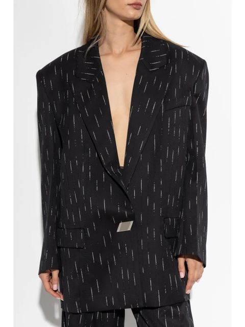 The Attico single-button wool-blend blazer - Black