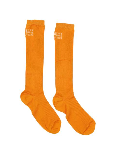 MM6 Maison Margiela ribbed logo socks - Orange - zdjęcie produktu nr 1