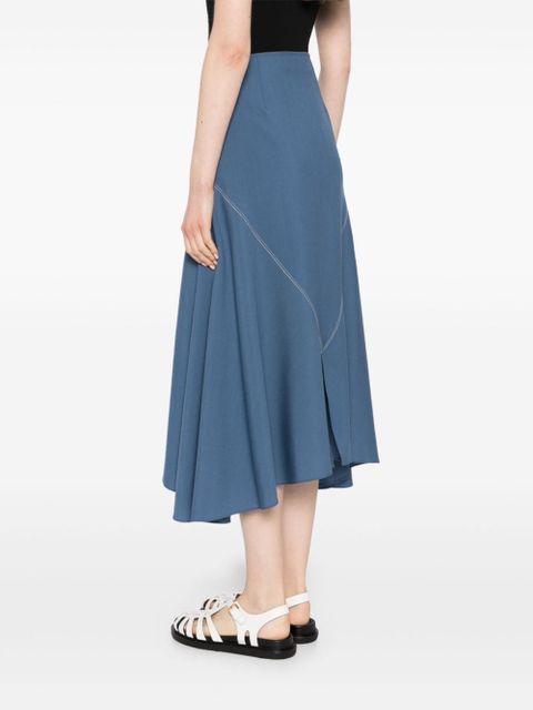 Marni asymmetric wool midi skirt - Blue