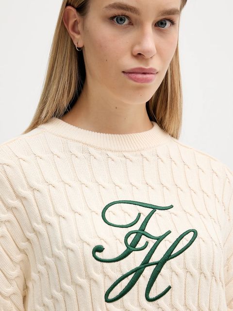 Tommy Hilfiger sweter bawełniany damski kolor beżowy WW0WW47633