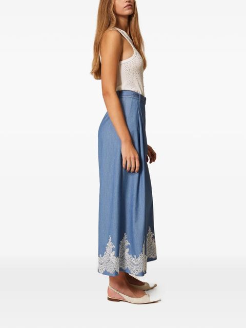 TWINSET lace-detail palazzo pants - Blue - zdjęcie produktu nr 2