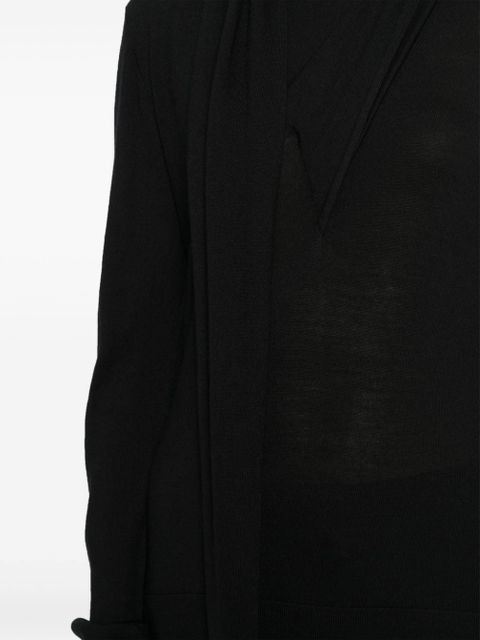 TOTEME draped-scarf fine knit top - Black