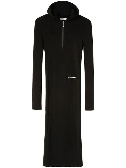 Jil Sander ribbed-knit hooded midi dress - Black - zdjęcie produktu nr 1