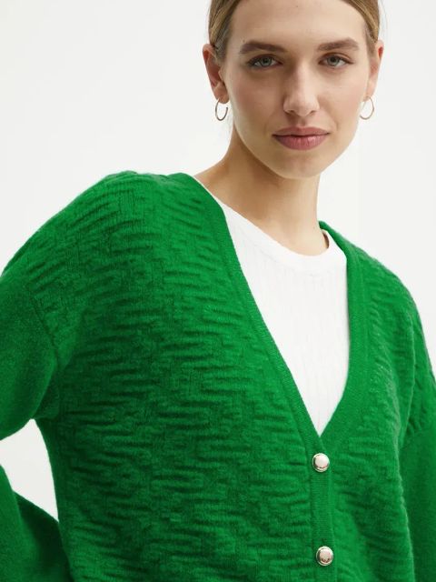 Morgan kardigan z domieszką wełny MSOURI kolor zielony MSOURI