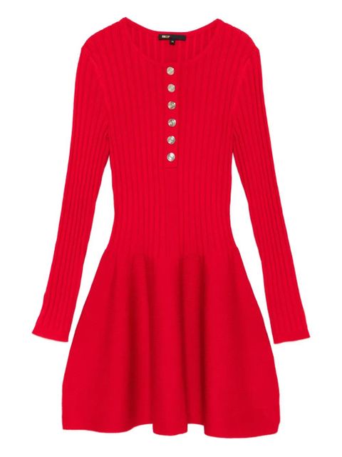 Maje button-front ribbed dress - Red - zdjęcie produktu nr 1