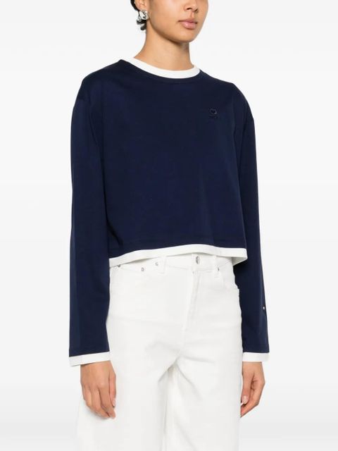 Maje long-sleeve logo-embroidered top - Blue - zdjęcie produktu nr 2