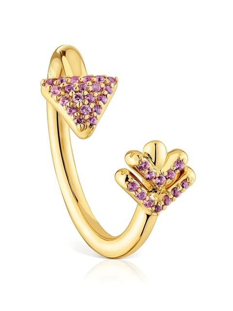 Tous pierścionek damski ze srebra pozłacanego z rodolitem - zdjęcie produktu nr 2