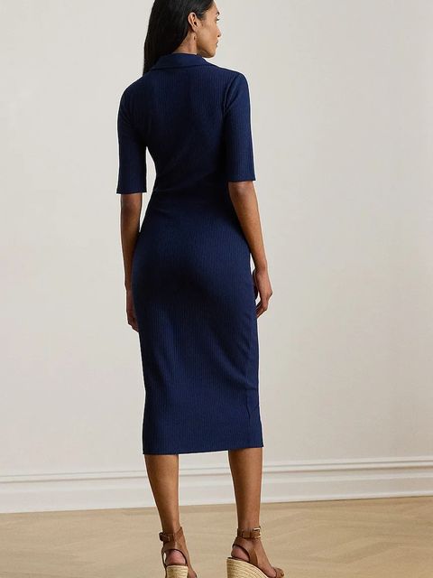 Lauren Ralph Lauren sukienka kolor granatowy midi dopasowana 200973609