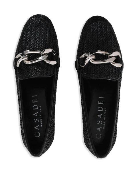 Casadei chain-link detail loafers - Black