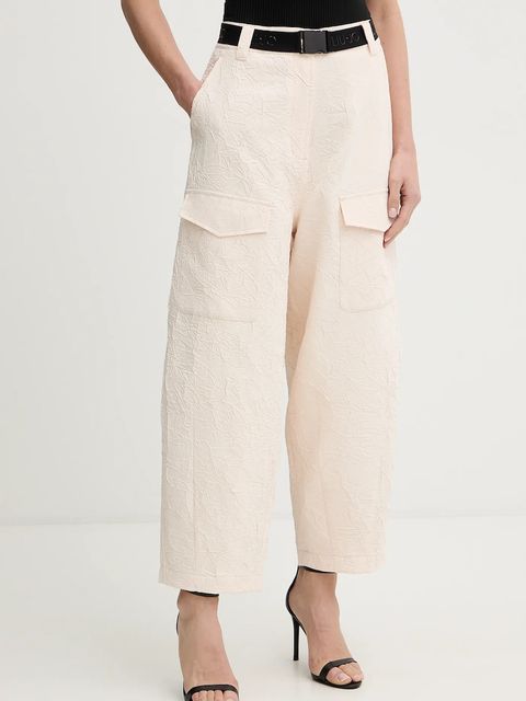 Liu Jo spodnie damskie kolor beżowy proste high waist TA6179 TS118 - zdjęcie produktu nr 1