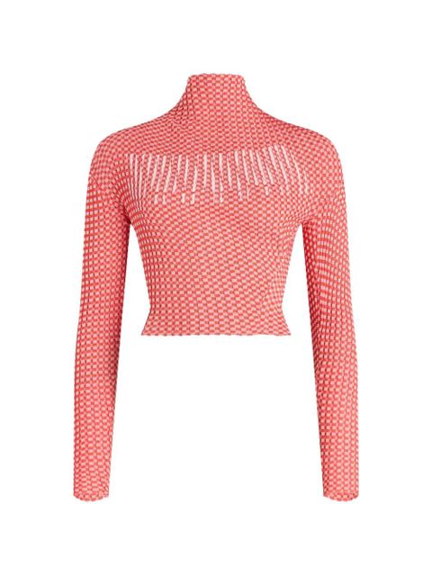 Jean Paul Gaultier gingham-pattern asymmetric-collar top - Red - zdjęcie produktu nr 1