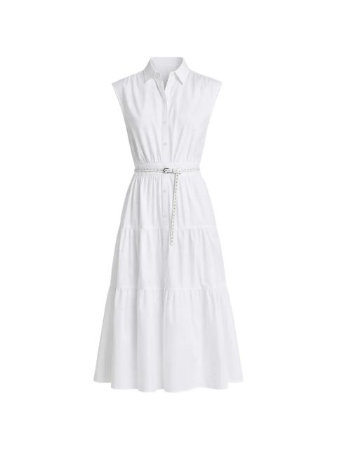 Michael Kors belted cotton midi dress - White - zdjęcie produktu nr 1