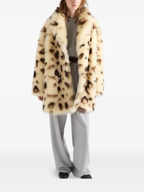 Prada leopard-print shearling coat - Neutrals