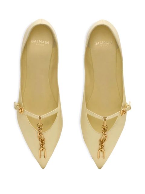 Balmain Sync pointed-toe ballet flats - Yellow