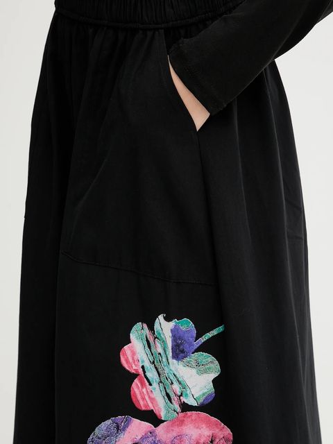 Desigual spódnica bawełniana ELLA LACROIX kolor czarny midi rozkloszowana 25WWFW05