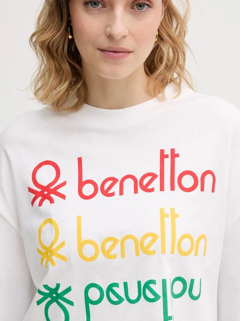 United Colors of Benetton t-shirt bawełniany x Stranger Things damski kolor biały 3BL0D10BC
