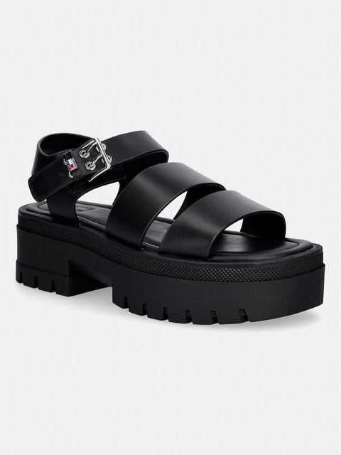 Tommy Jeans sandały damskie skórzane TJW STRAPS LEATHER MAX SANDAL - zdjęcie produktu nr 2
