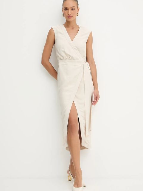 Marciano by Guess sukienka WHITNEY kolor beżowy midi prosta 5YGK55 7337A