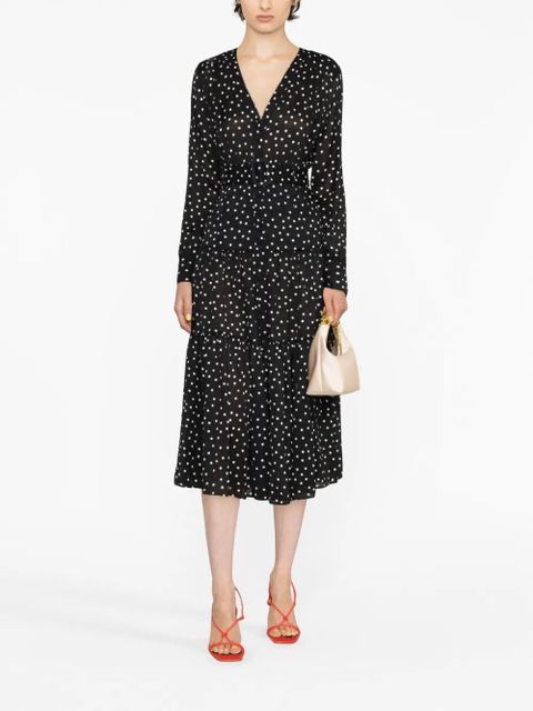 PINKO polka-dot-print belted midi dress - Black