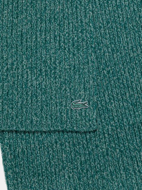Lacoste szalik wełniany kolor turkusowy wzorzysty RE4736 - zdjęcie produktu nr 2