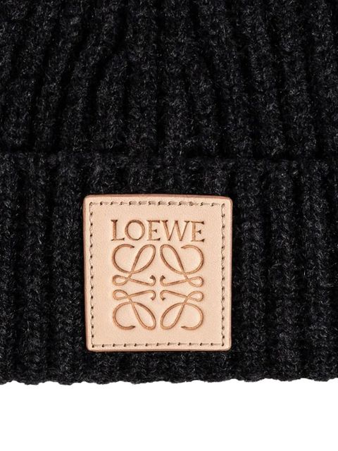 LOEWE ribbed logo-patch beanie hat - Black - zdjęcie produktu nr 2