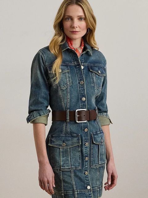 Lauren Ralph Lauren sukienka kolor niebieski midi prosta 200971264