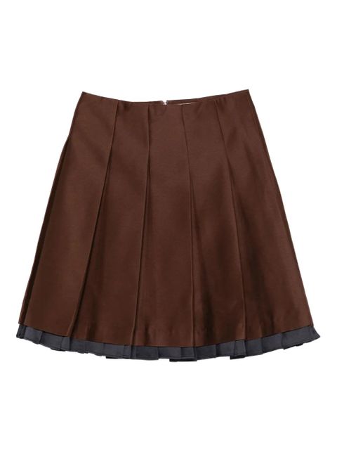 SHUSHU/TONG pleated contrasting-trim skirt - Brown - zdjęcie produktu nr 1