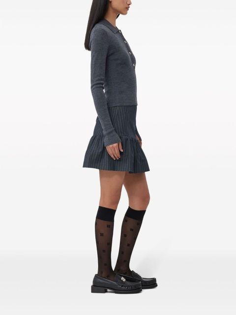 GANNI striped ruffled miniskirt - Grey