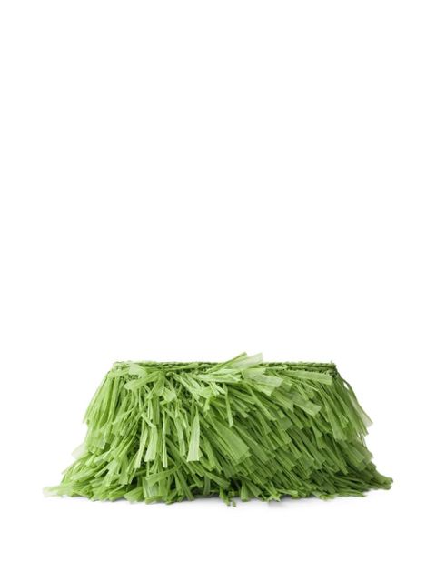 Prada medium fringed crochet clutch bag - Green