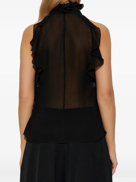Alexander McQueen ruffled keyhole top - Black