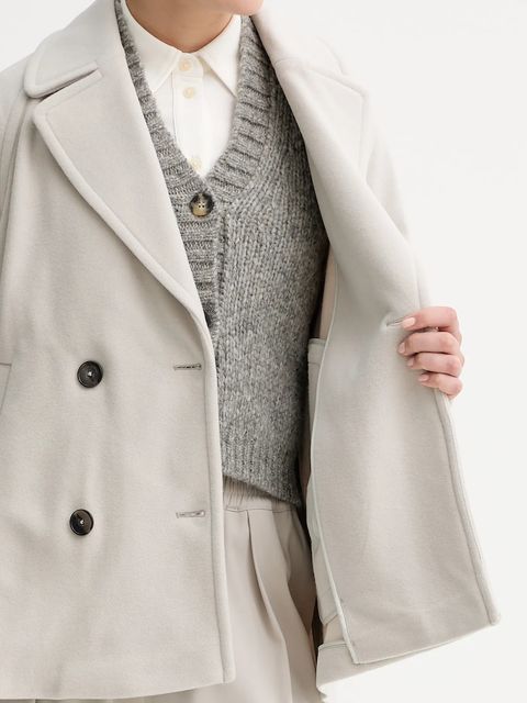 Marc O'Polo płaszcz z wełną kolor szary 508017570119